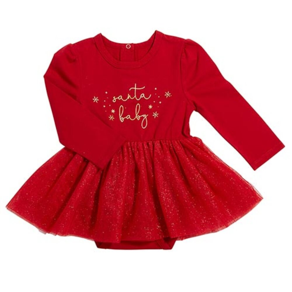Stephan Baby: Baby Girl Red Snap shirt " Santa Baby" Dress Size 6-12 Month NEW